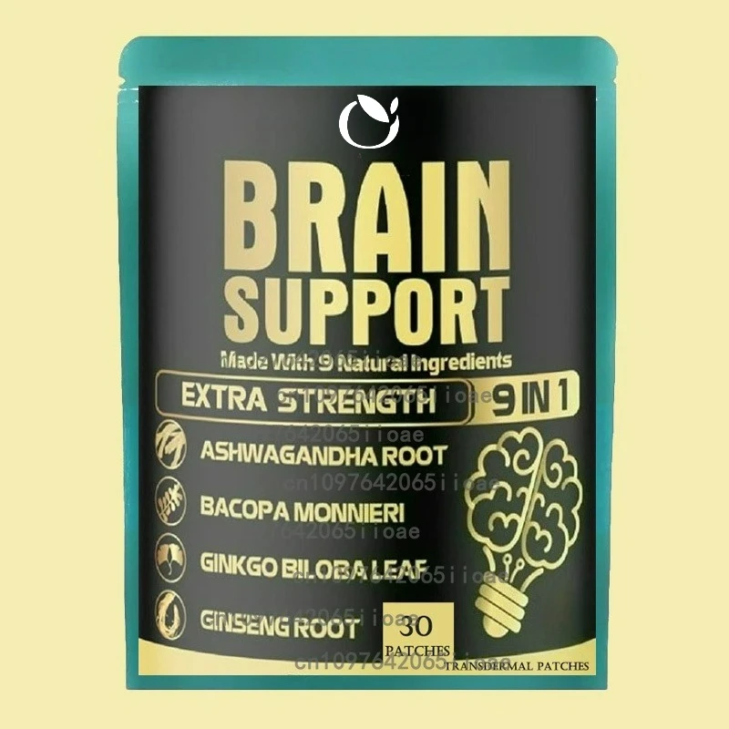 30 cerotti Patch trasdermiche per supporto cerebrale 9 in1 con radice di Ashwagandha, Gotu Kola Focus, memoria e potenziatore di energia
