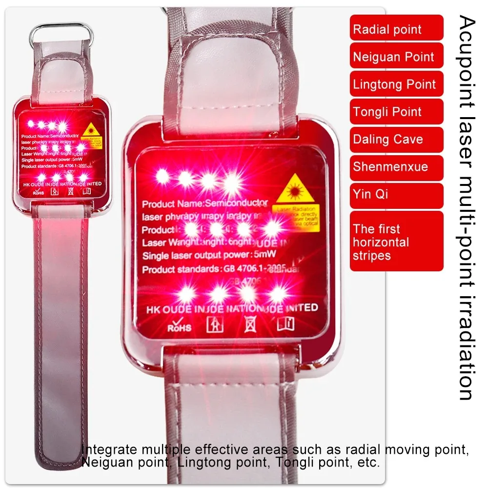 

650nm Laser Physiotherapy Wrist Watch 12 Holes Diabetes Hypertension Treatment High Blood Pressure Laser Sinusitis Dizziness