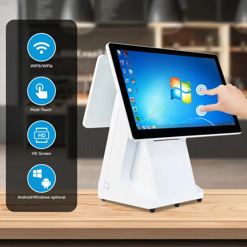 2026 Factory Price F8 Capacitive Touch Screen All-in-One POS System Machine Windows/Android/Linux Support Cash Registe