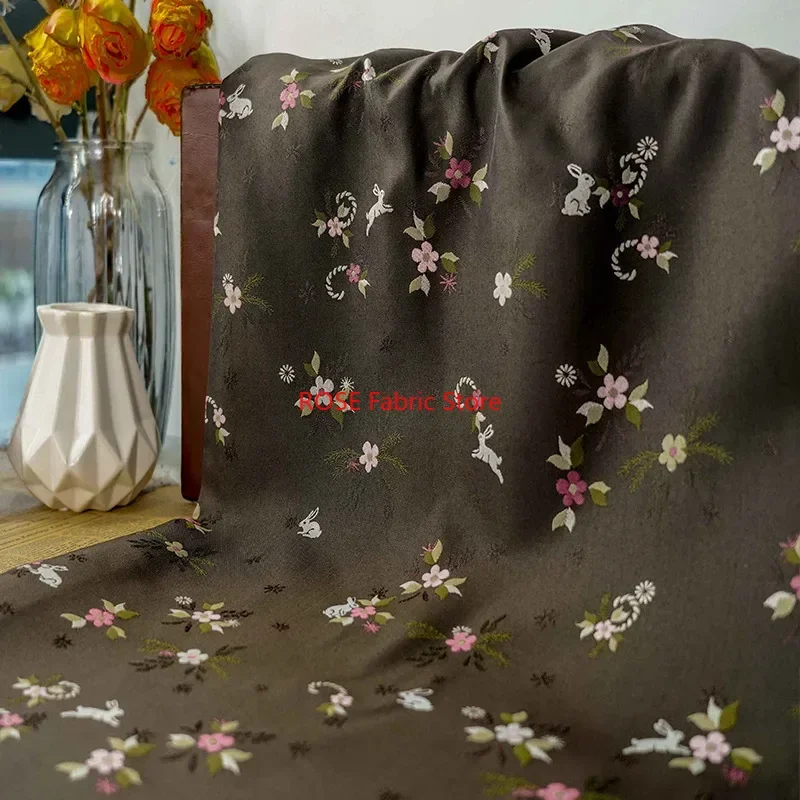 Tessuto jacquard tinto in filo classico marrone da 1 metro, abito da donna autunno inverno, borsa cosmetica, semplice tessuto da cucito decorativo