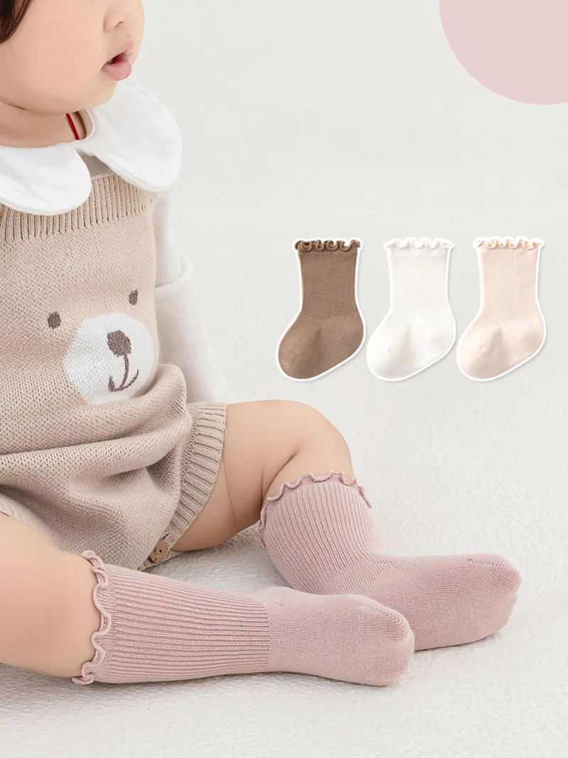 4 Pairs a Lot MILANCEL New Autumn Baby Socks Toddler Girls Cute Pit Strip Socks Kids Warm In Tube Socks