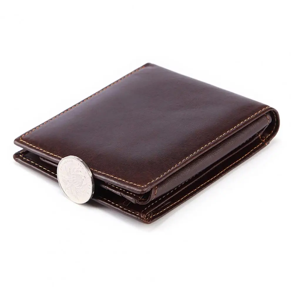 Vintage Card Holder Rfid Blocking Men Wallet Rfid Blocking Men’s Vintage Bi-fold Wallet with Id Window Coin Pocket Anti-theft