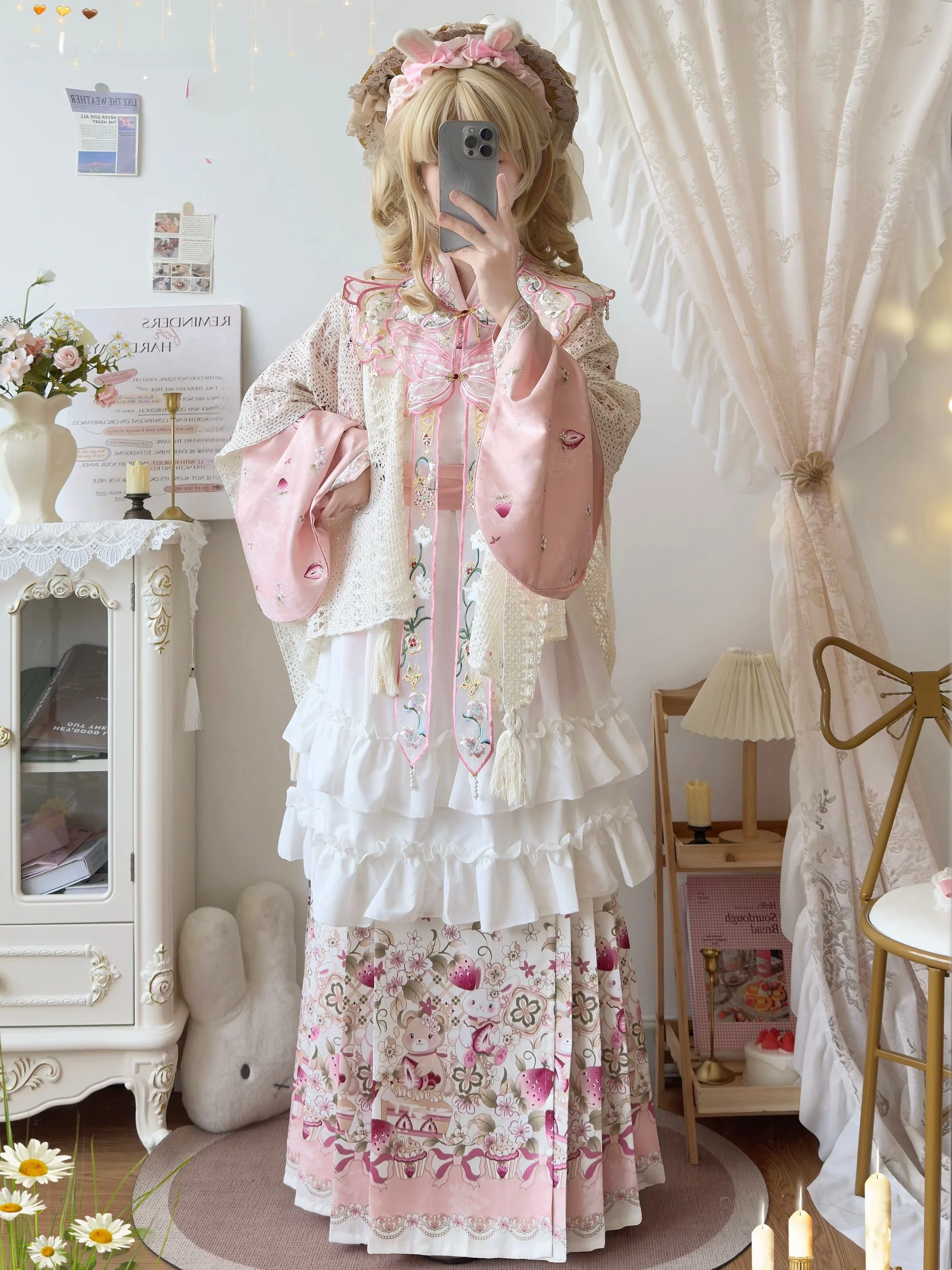 Original Han Clothing Women's Lolita Skirt Embroidered Cloud Shoulder Ming Dynasty Style Daily Wear Traditional Chinese Costume