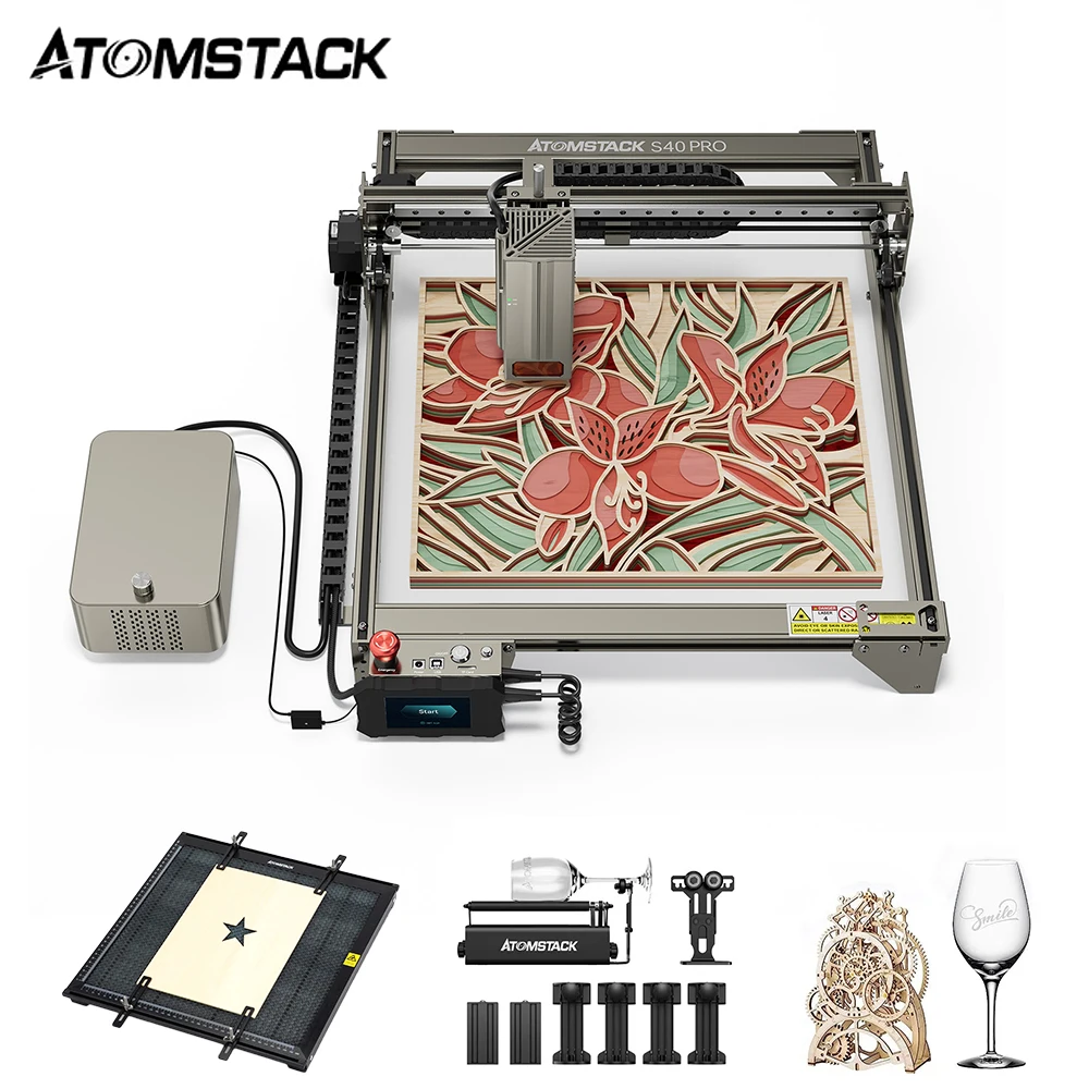 

ATOMSTACK S40 Pro 210W Laser Engraving Machine w/Air Assist LaserGRBL LightBurn CNC Craving Wood Acrylic 400*400mm With R3 PRO