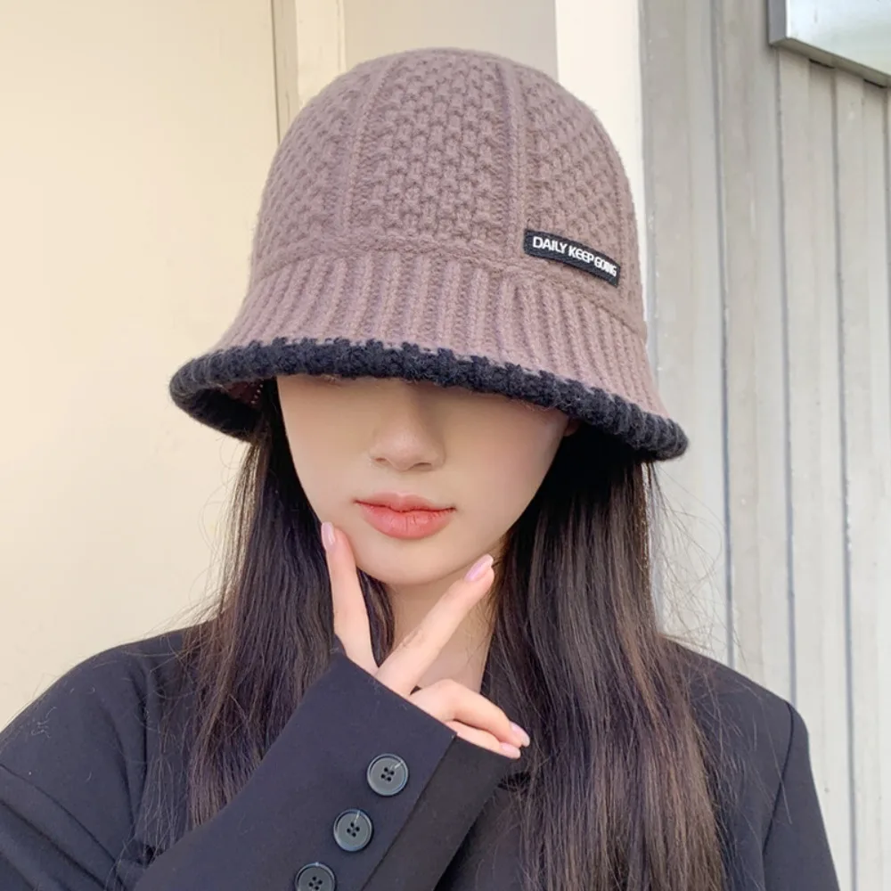 New Knitting Bucket Hat Women Autumn Winter Cold-proof Thicken Fisherman Hats Casual Warm Beanies Panama Caps for Women Hats