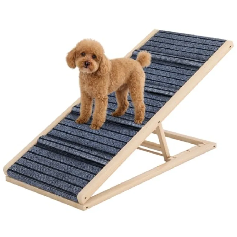

Adjustable Wooden Dog Ramp for Small Medium Dogs 39.4 Long x 15.8 Wide Portable Pet Ramp for Bed Couch Sofa Car Anti-Slip Carpe