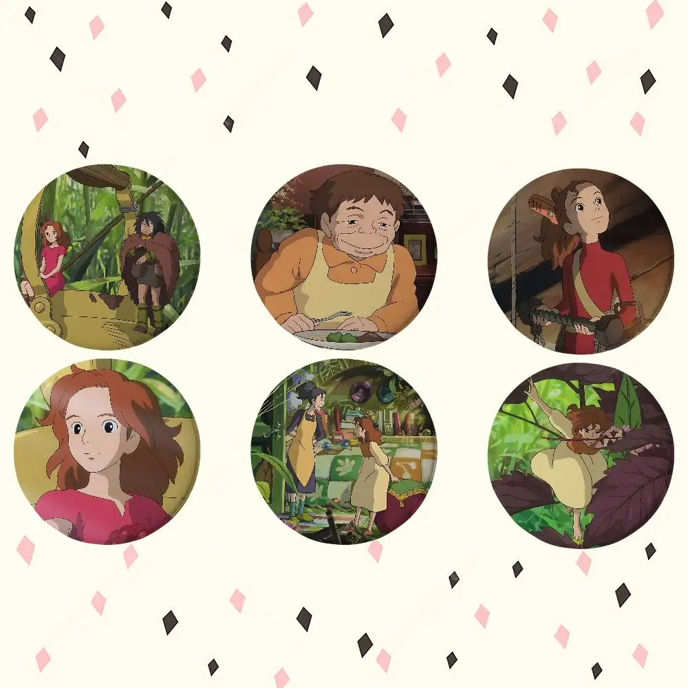 Anime The S-Secret World Of A-Arrietty Round Exquisite Badge Brooches Creative Pins For Clothes Hat Backpack Gift Accessories
