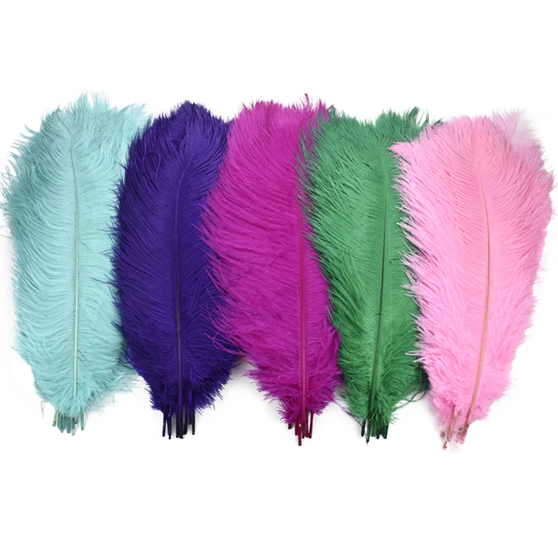 10Pcs Colored Ostrich Feathers for Crafts White Feather Clothes Vases Hats Jewelry Handicrafts Table Centerpieces Decoration DIY