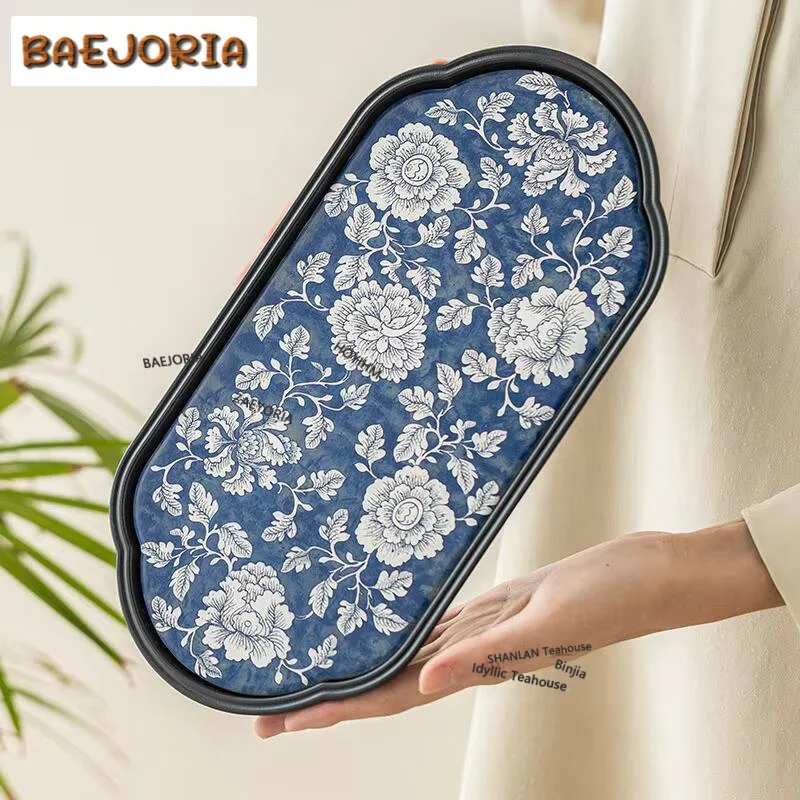 

Flowers Blooming Quick Drying Tea Tray Exquisite Ceramic Teapot Holder Ancient Tea Board Dishes For Serving Chinese Tea Set Gift