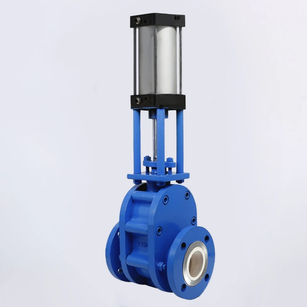 PN10 3 Inch Pneumatic Ceramic Gate Valve WCB SS304 Pneumatic Cylinder Air Control Double Disc Parallel  Flange Gate Valve