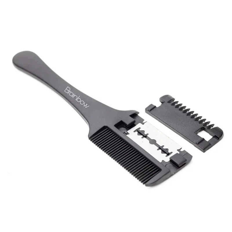 Brainbow 1pc Hair Cutting Comb Black Handle Hair Brushes with Razor Blades Cutting Thinning Trimmin Hair Salon DIY Styling Tools image 6