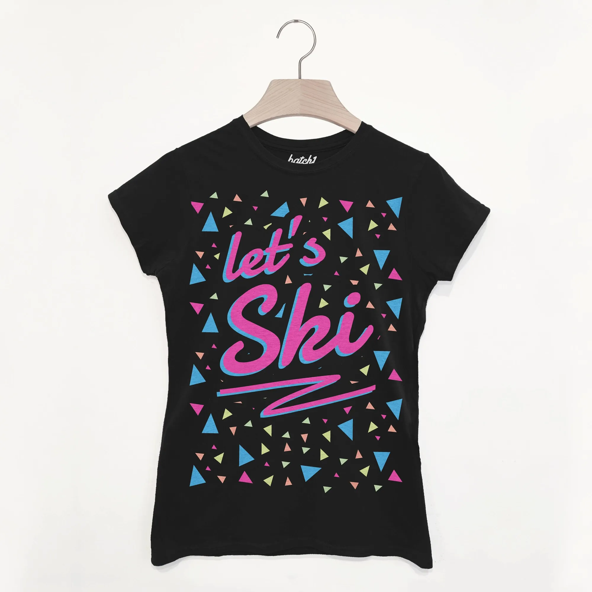 Let’s Ski – Women’s 80s Style Retro Après Ski Snowboard Slogan T-Shirt