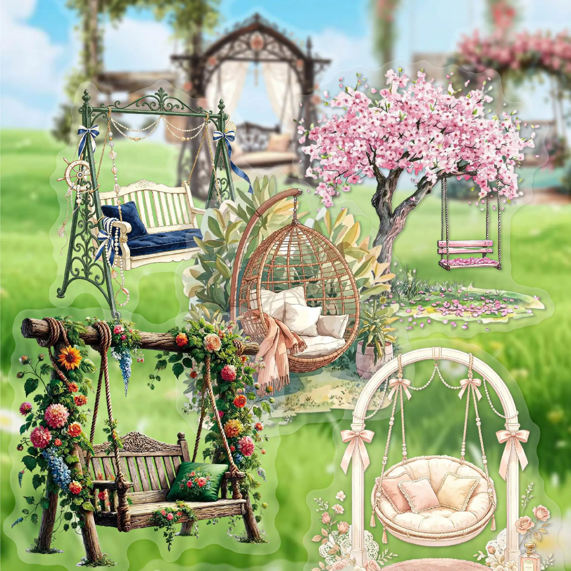 16pcs/1lot kawaii Stationery Sticker swing junk journal Decorative Scrapbooking DIY Craft Stickers