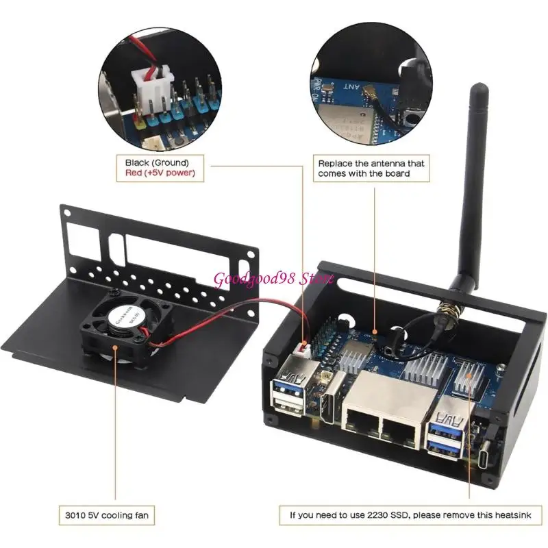 

Heavy Duty Passive Cooling Metal Case Replacement for RV2 N516 with Cooling Fan Expansion Board Accessories