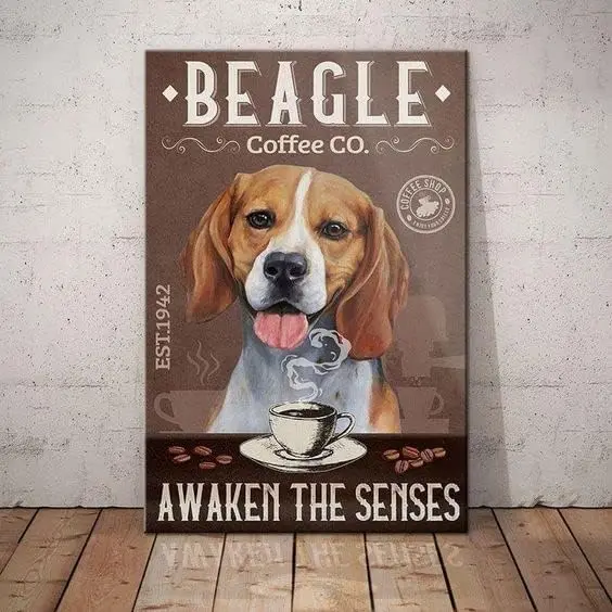 Metal Sign Beagle Dog Coffee Company Vintage Kitchen Signs Wall Decor Aluminum Signs Gift for Home Restaurants Cafes