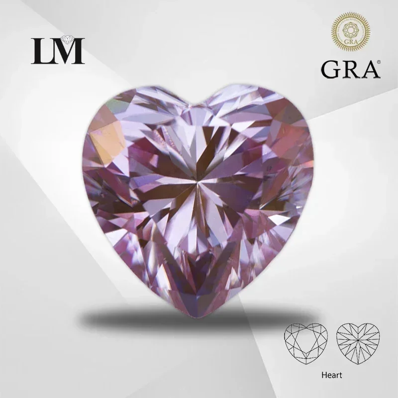 

NEW NEW Moissanite Stone Heart Shape Sakura Pink Color VVS1 With Certificate Pass Diamond Tester Charms Top Jewelry Making Mater