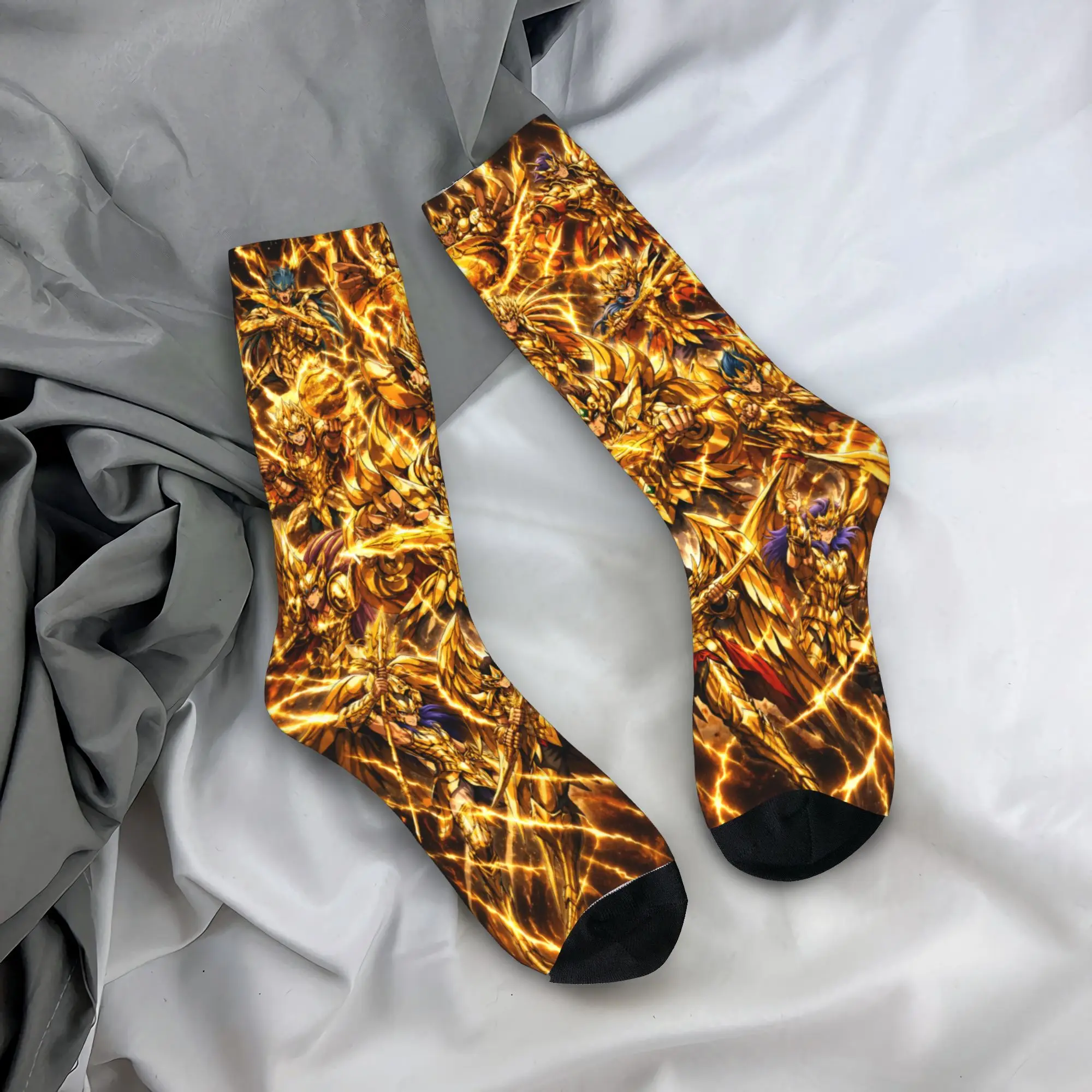 Saint Seiya Silver Saint Scene Socks  Fashion Stockings Men Medium Soft Outdoor Socks Winter Design Anti Skid Socks