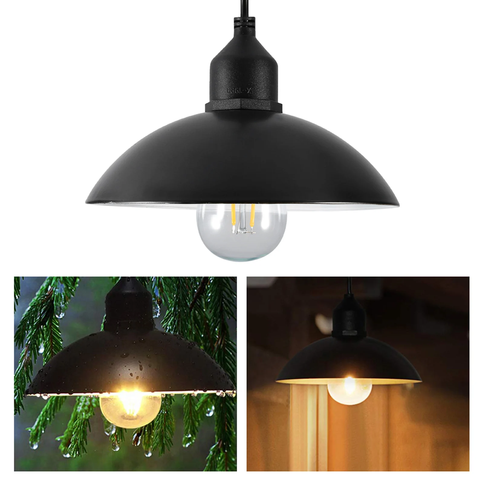 

Metal Shade Solar Powered Pendant Light E27 Bulb Outdoor Hanging Shed Lamp for Home Garden Metal Shade Solar lamp Pendant Light