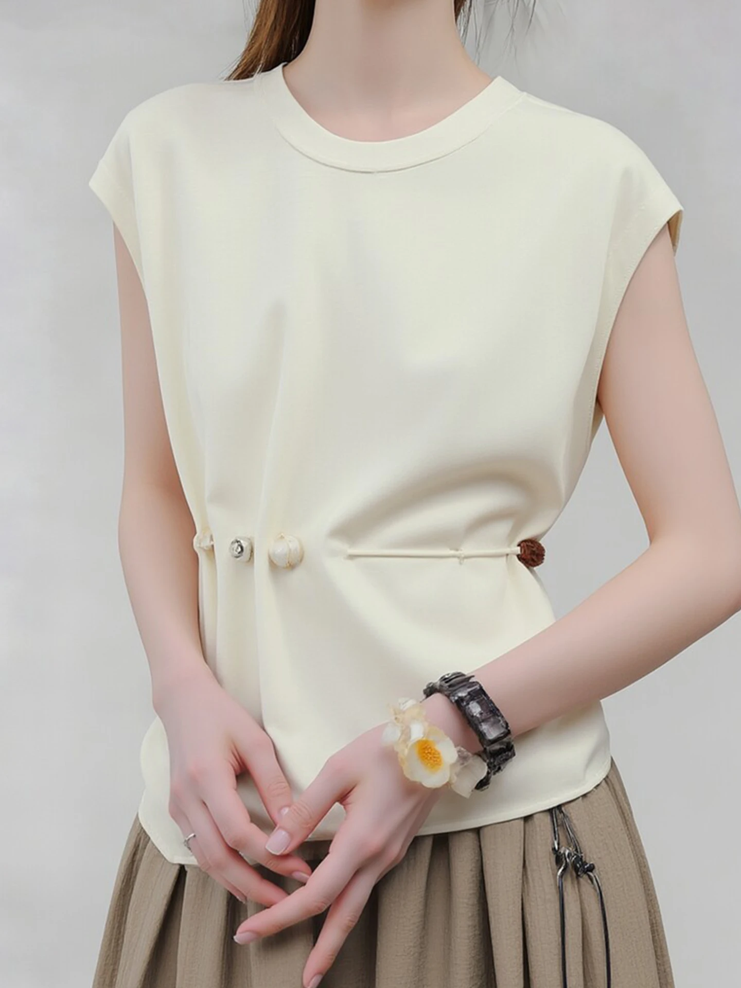 

Универсальный модный топ с эффектом утяжки талии для повседневной носки, весенний трендовый базовый слой, универсальный дизайн