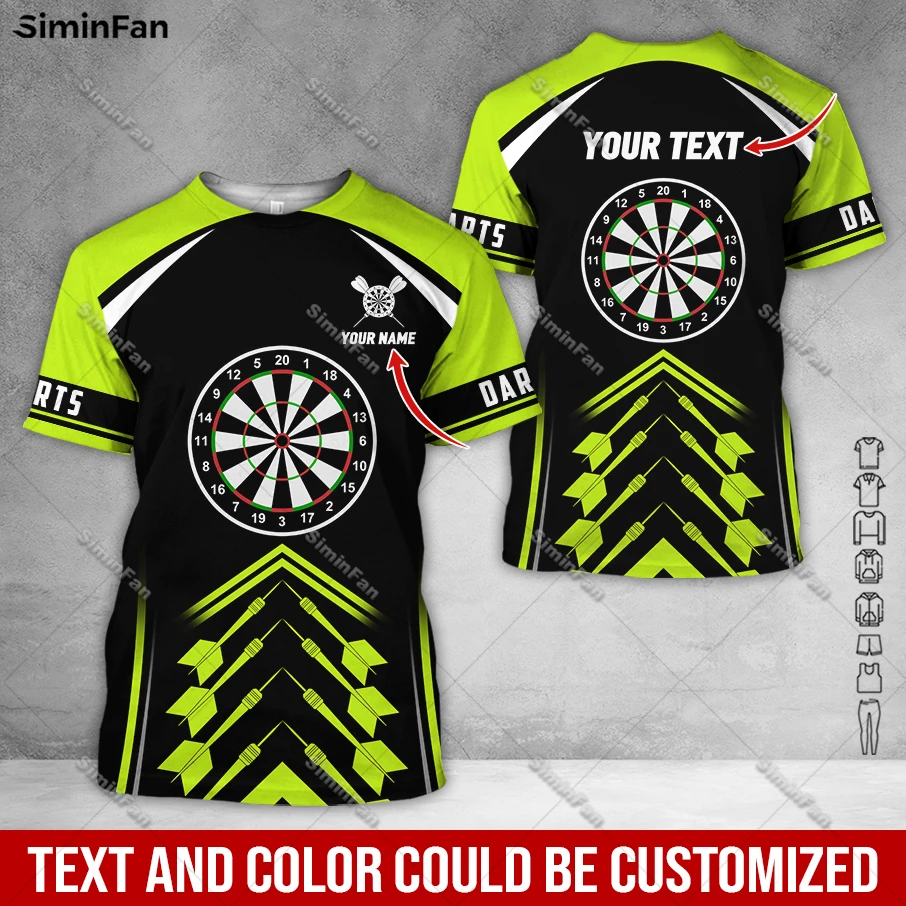 Personalized Name Dart Board Colorful T-shirt 3D All Over Printed Mens Tshirt Male Summer Round Neck Tee Unisex Shirt Female Top