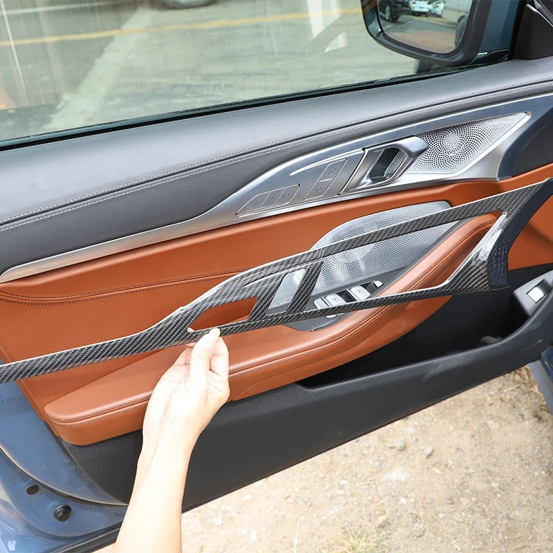 

Для BMW 8 серии G14 G15 G16 2018-2026: Декоративная накладка на ручку двери из настоящего карбона, аксессуары для интерьера автомобиля