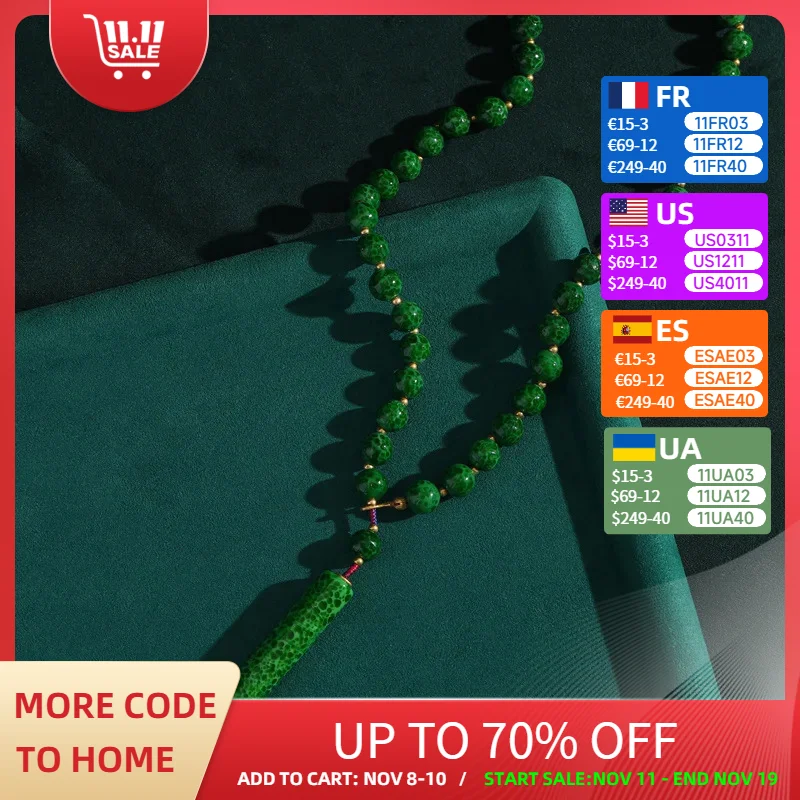 

Винтажное изумрудно-зеленое ожерелье, бусины, цепочка, кулон, подвеска, антикварные ювелирные изделия, натуральный камень, длинные роскошные дизайнерские аксессуары для женщин