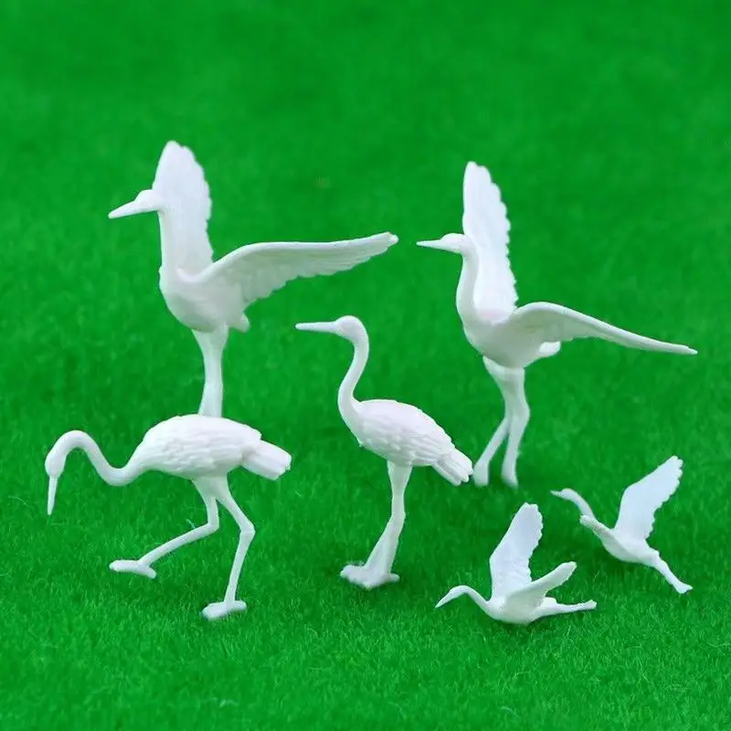 5PCS Miniatuur Witte Duif Model Duiven Vogels Roodgekroonde Kraan Speelgoed DIY Poppenhuis/Tuin/Boerderij/dierentuin Scène Materialen Diorama's