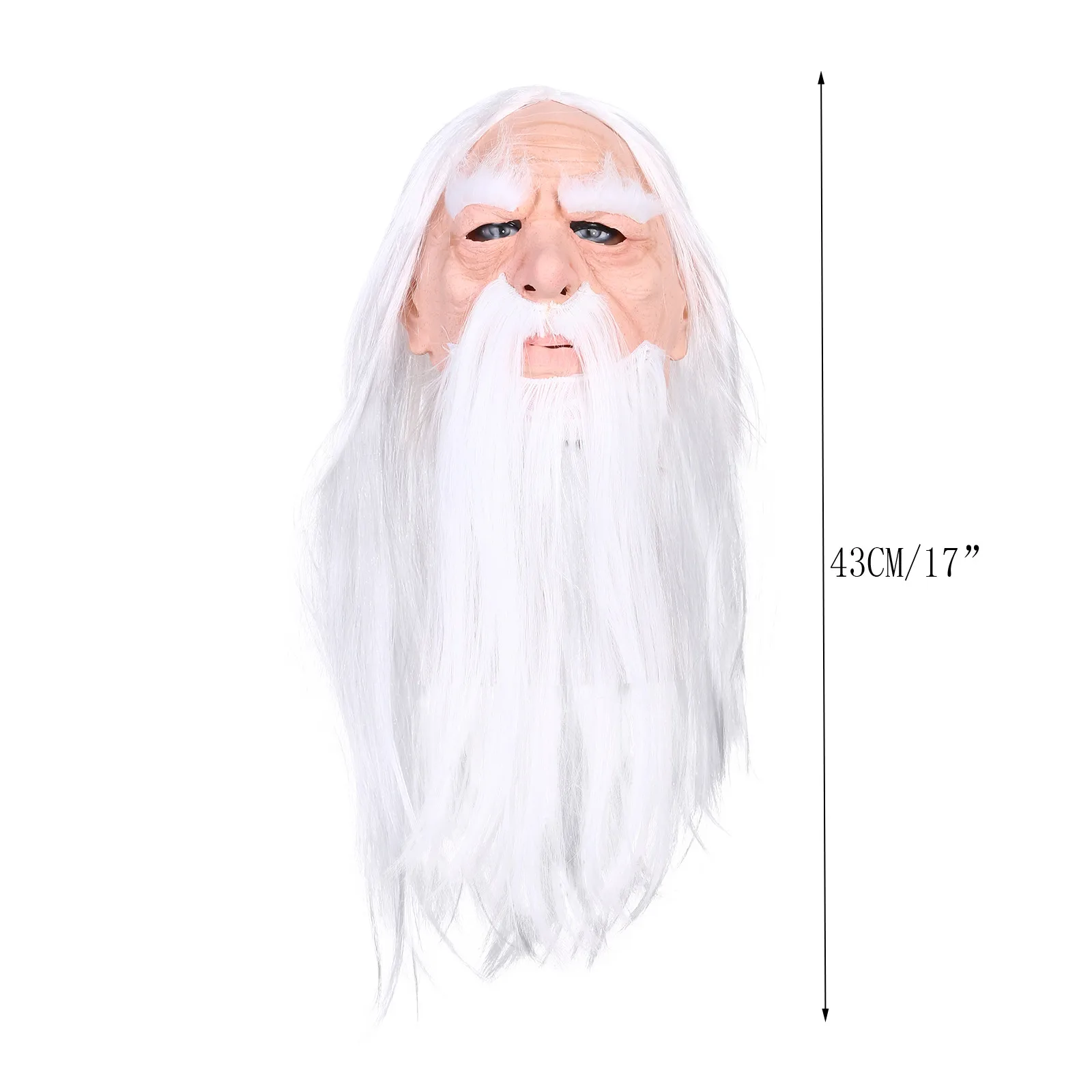 Realistic Old Man Mask White Wig and Beard Headgear Latex Full Head Mask Masquerade Halloween Party Cosplay Costume Props