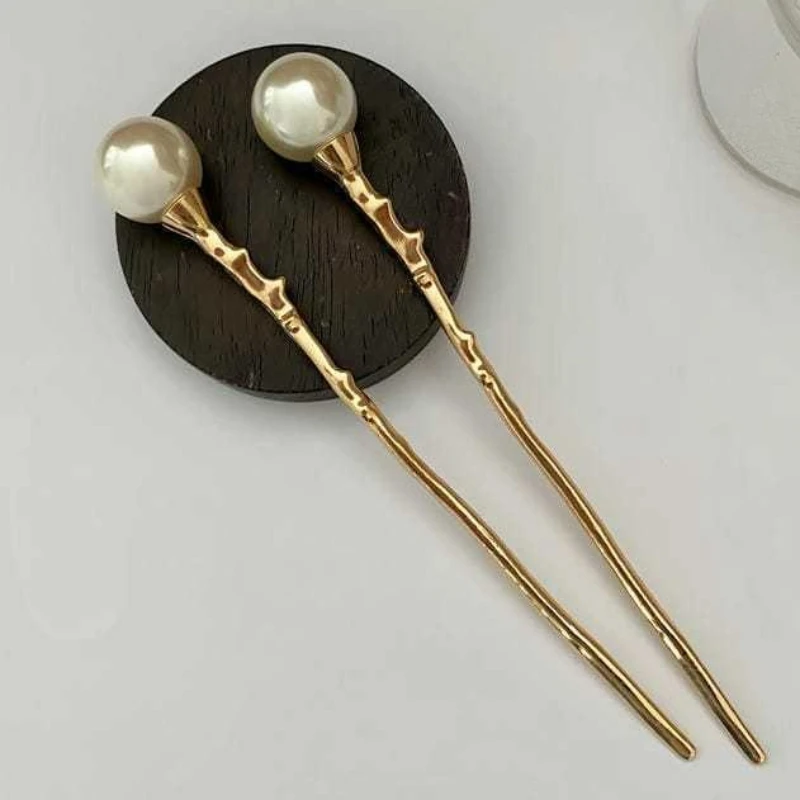 

Новые простые элегантные жемчужные заколки для волос, женские модные металлические шпильки, винтажные украшения для волос в стиле чонсам, аксессуары для волос