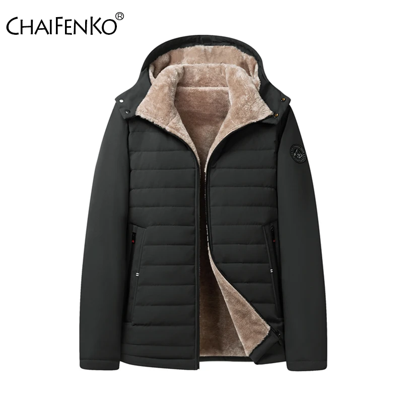 Winter Windproof Thicken Men Jacket New Simplicity Fashion Removable Hat Casual Coat Outdoors Fleece Keep Warm Solid Men Parka