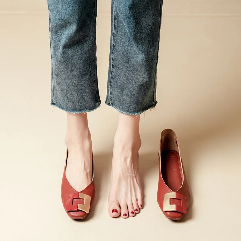 Flat Shoes Women's Fashion Butterfly-knot Square Toe Party Leather Ballet Big Size 43 Shallow Ladies Loafers Black Blue New 2024