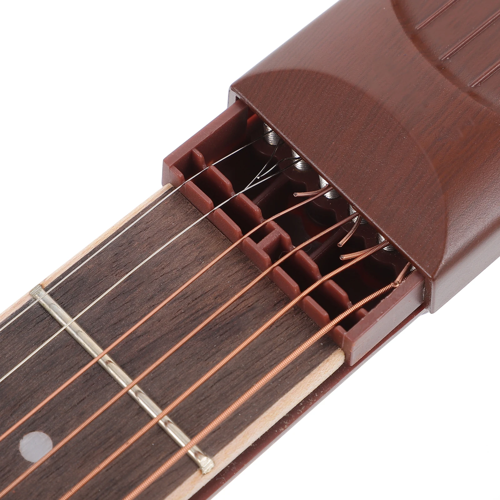 

Durable 6 String 4 Fret Pocket Guitar Trainer Portable Lightweight Practice Tool X06 Brown Pocket Guitar 6 Fret Chord Trainer