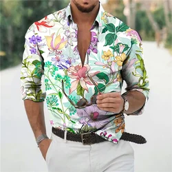 2023 Autumn Hawaiian Floral Shirts For Men 3d Beach Holiday Long Sleeve Oversized 3xl Tops Tees Shirt Man Tropical Luxury Camisa