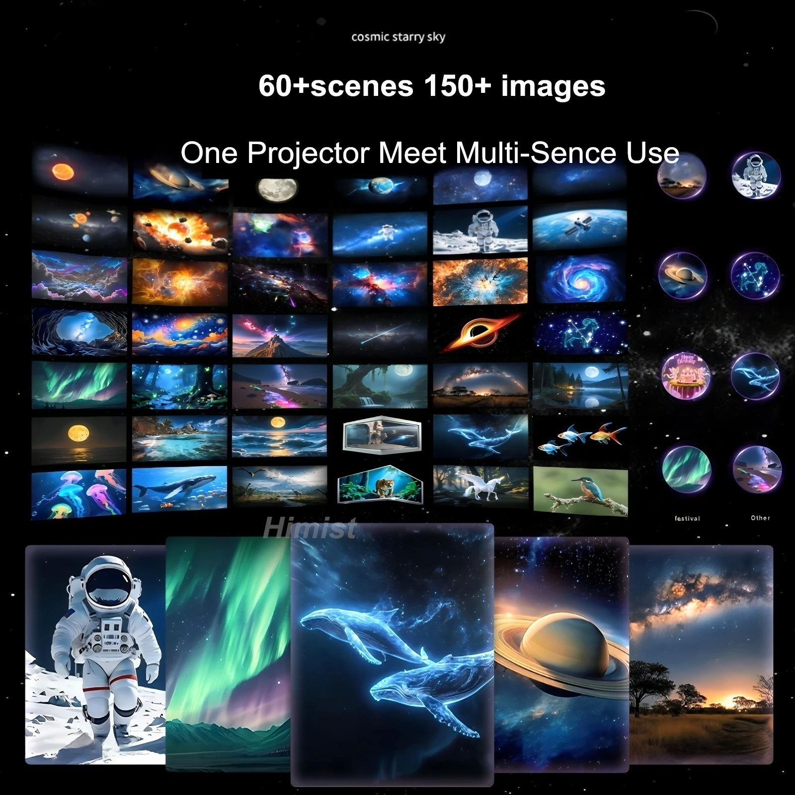 2026年新作 3Dホログラフィックプロジェクター アンビエントライト Bluetoothスピーカー搭載 60種類の投影テーマ ギャラクシー宇宙プロジェクターランプ