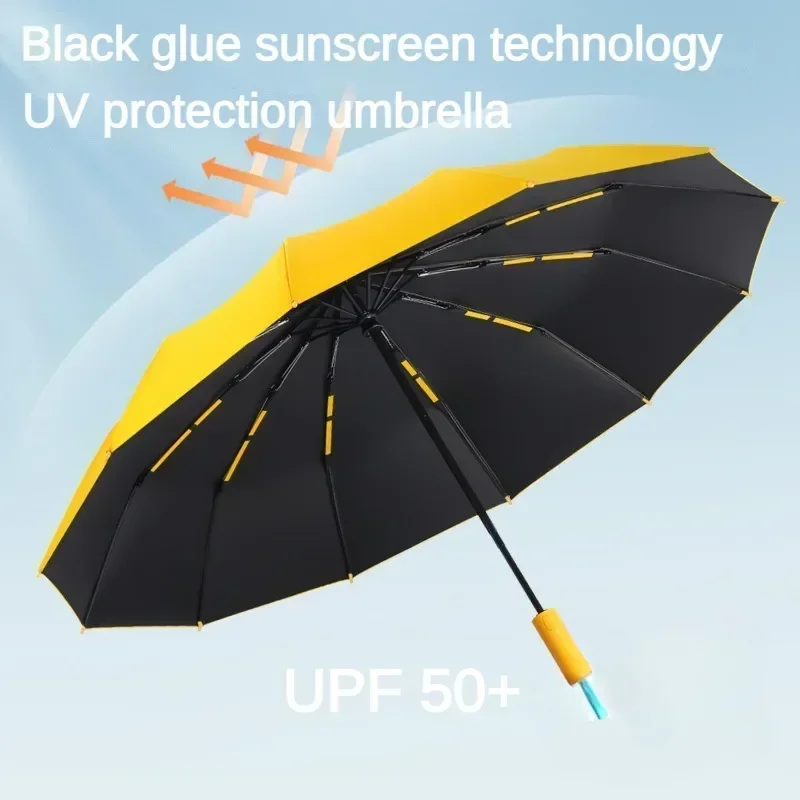 Windproof Strong Fully Automatic Folding Men Umbrella, Large Reinforced 72 Bone,Sun UV Protection Rain Umbrellas Women Parasol