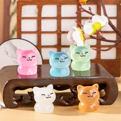 Figuritas en miniatura noctilucentes, adornos de Micro paisaje de gato colorido lindo para decoración de habitaciones, accesorios de escritorio