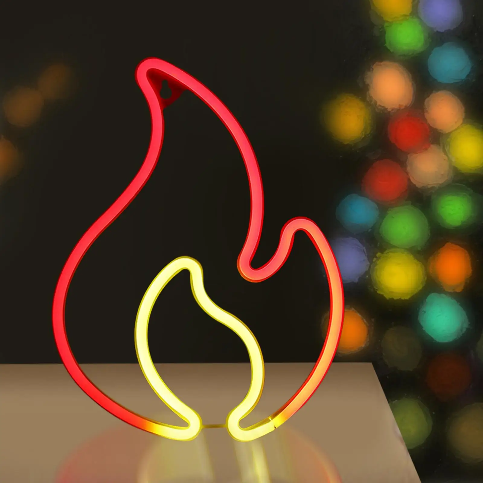 Flame LED Neon Sign Hanging Flame Shaped Light USB Powered Light up Signs Wall