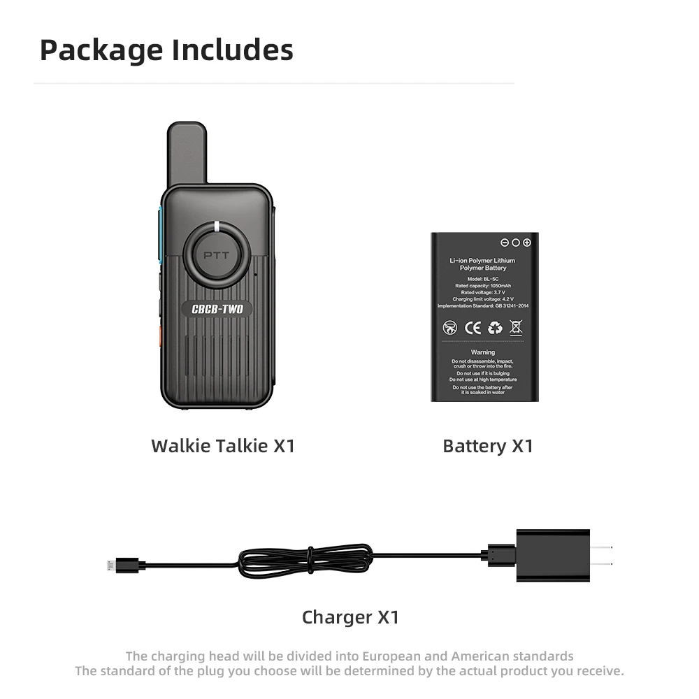 CBCBTWO GT-408 Mini-Walkie-Talkie PMR FRS Walkie-Talkies mit großer Reichweite, tragbares Zwei-Wege-Radio, Typ-C-Ladegerät für Hotelrestaurant