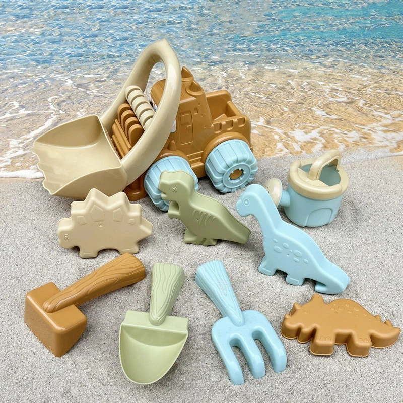 Set di giocattoli da spiaggia per bambini Pala Stampo Kit per auto giocattolo Strumenti durevoli per scavo di sabbia con custodia Gioco all'aperto Regalo per bambini Sicuro e divertente