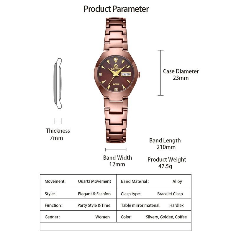 ساعات نسائية عصرية ساعة يد أصلية فاخرة للفتيات مقاومة للماء ومضيئة للسيدات ساعة عصرية بمقياس الزركون هدية للتاريخ