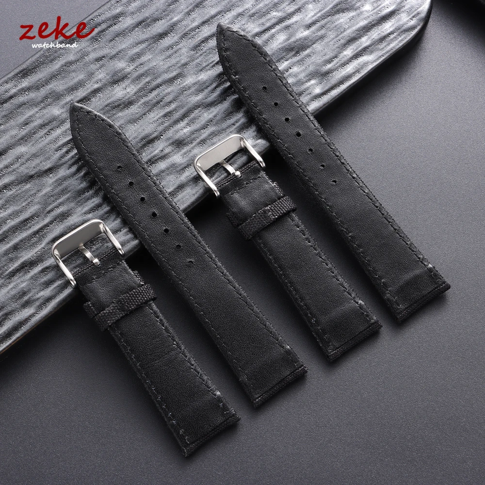 Sailcloth Uhrenarmband 20 mm 22 mm für Omega für Seiko Nylon Leder Stitching Bands Schnellverschluss-Armband Smartwatch-Armband