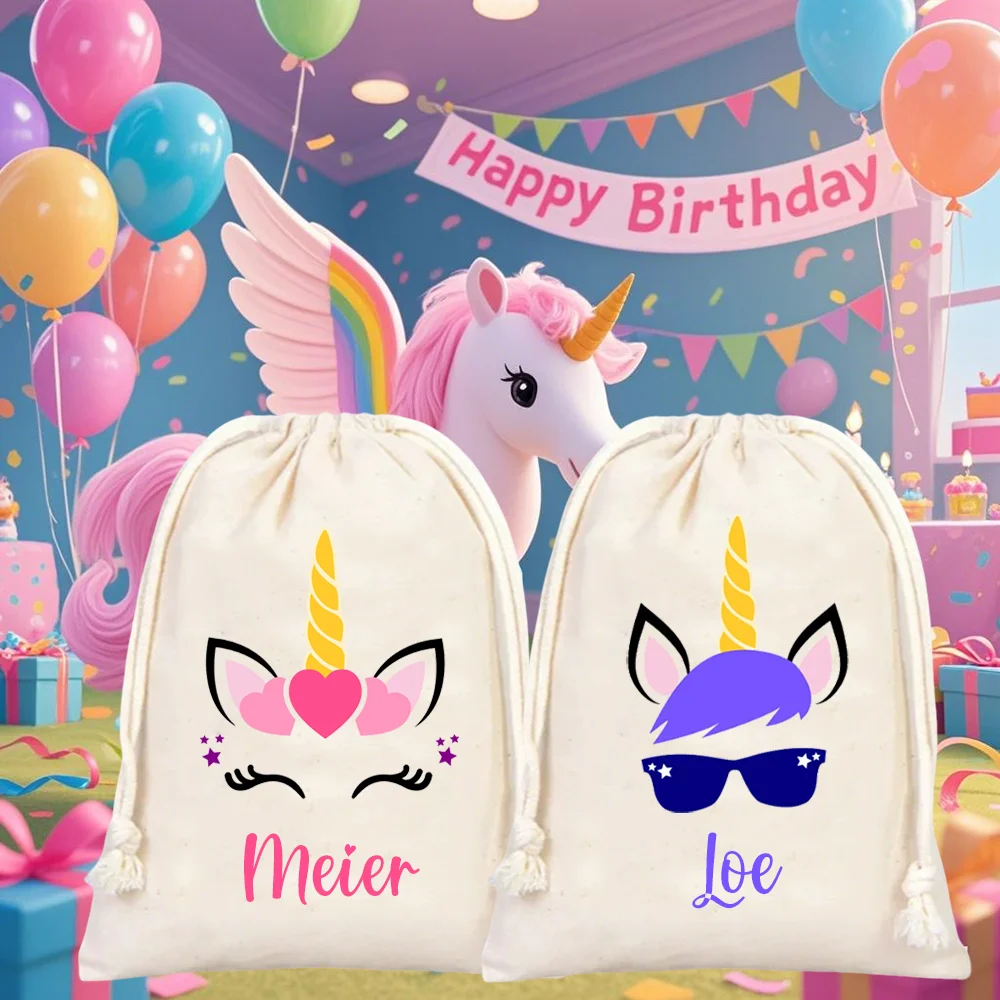

Personalized Unicorn Favor Bags Unicorn Party Favor Party Candy Goodie Bags Birthday Drawstring Favor Bag Birthday Gift for Kids