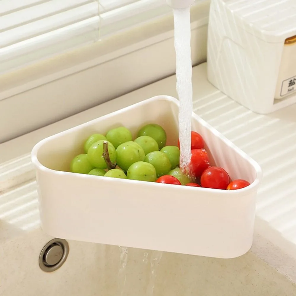 Triangle shaped Faucet Drainage Basket Compact Quickly Drain Kitchen Garbage Filter Convenient Self-Cleaning