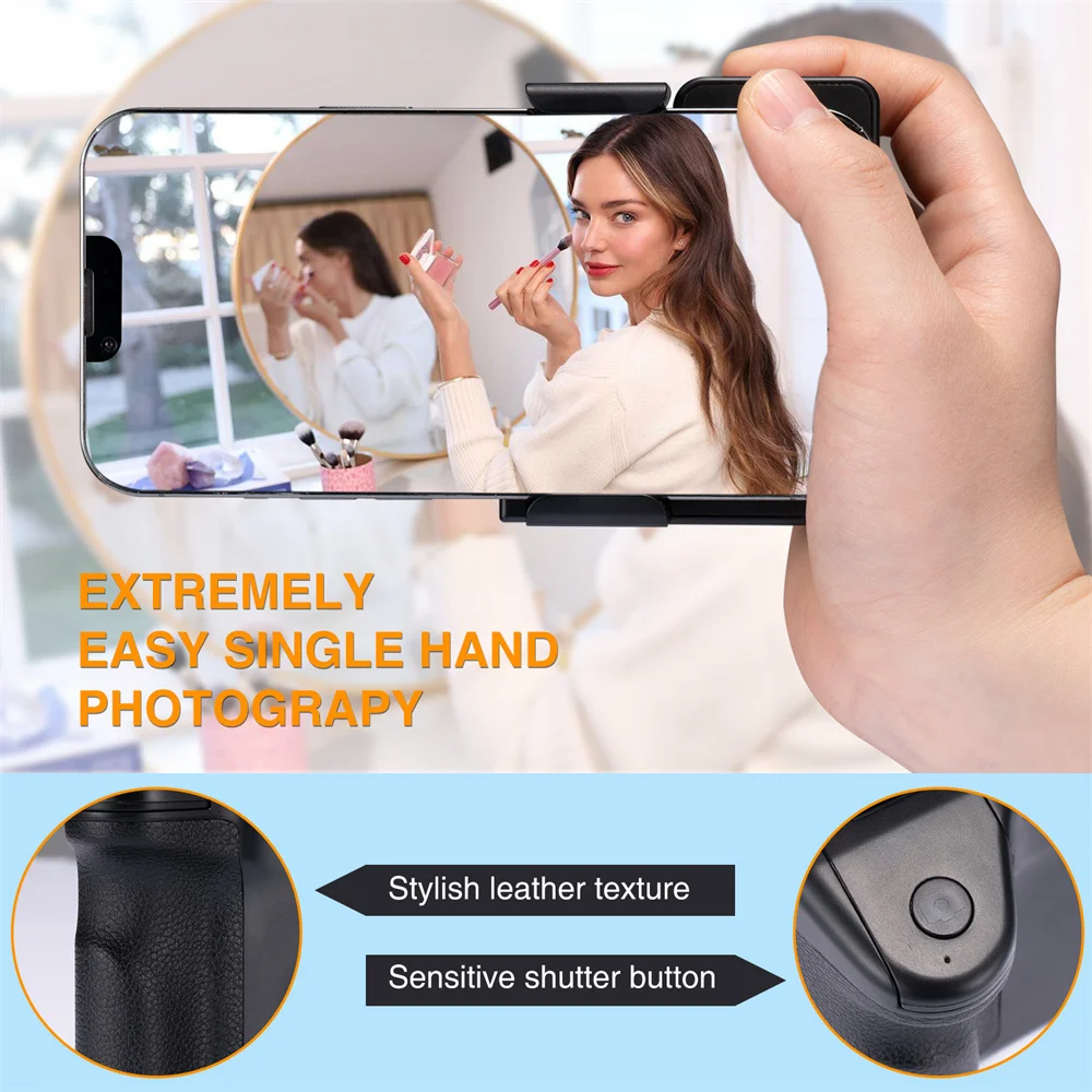 Phone Grip Handheld Selfie Booster Hand Grip w Bluetooth Remote Control Phone Shutter for iPhone 15 14 13 12 Samsung Smartphone