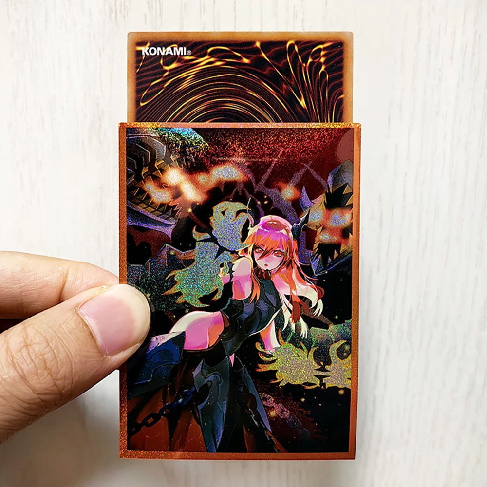 Fundas para cartas de Anime, Protector de cartas impermeable para YGO, 50 piezas, 63x90mm, princesa prometeana, Bestower of Flames