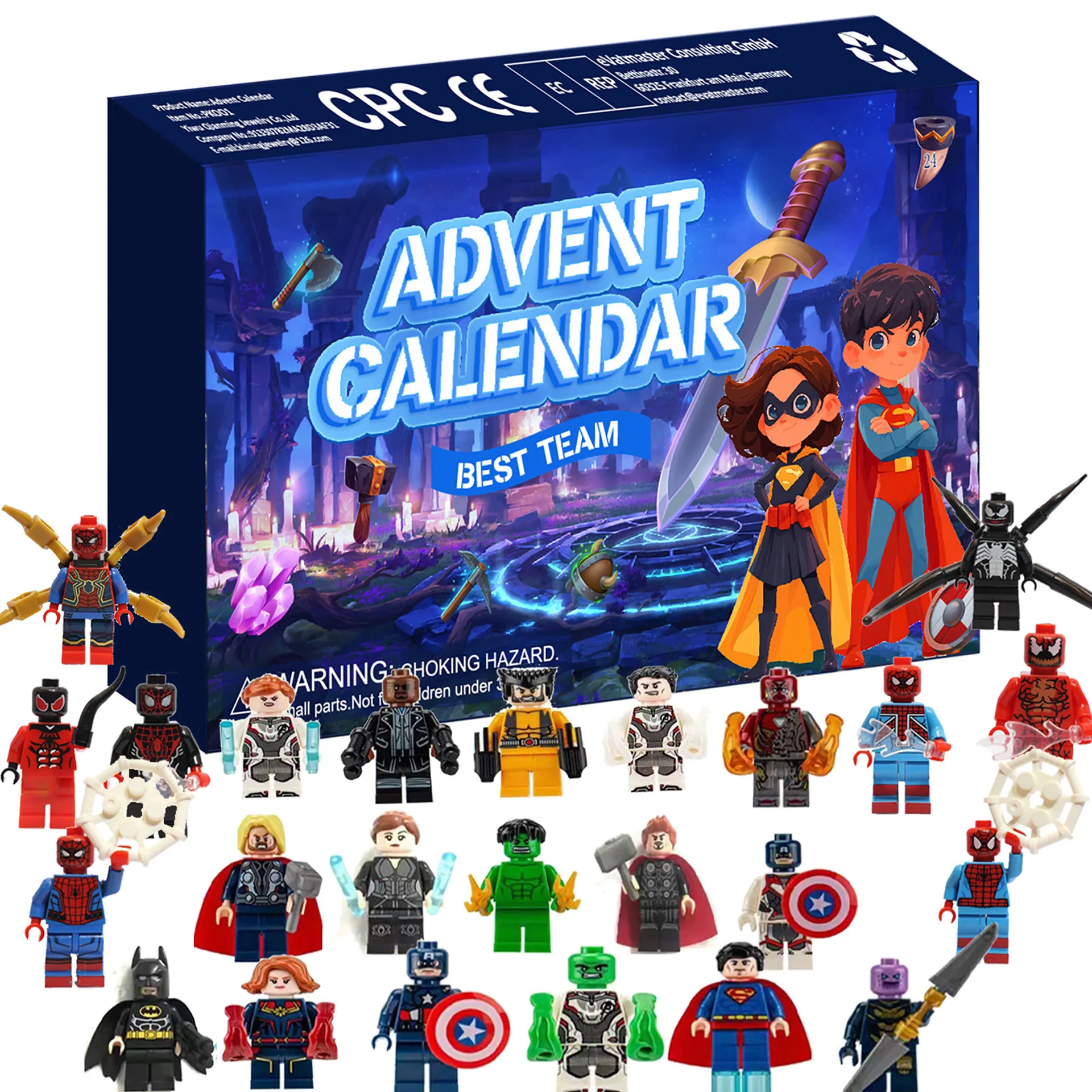 Calendario de Adviento 2024, cuenta regresiva navideña, regalo para edades de 5 años en adelante, 24 sorpresas para niños, divertidas figuras navideñas en miniatura, regalo de Navidad