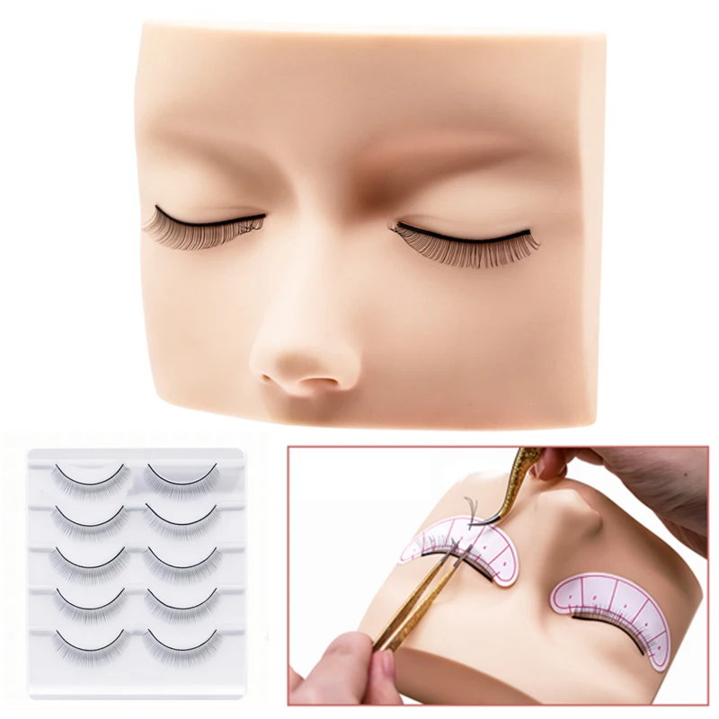 

Grafted Eyelashes Training Head Mold Multifunctional Mannequin Practice Silicone Skin Fake Face Eyelids Makeup Tools