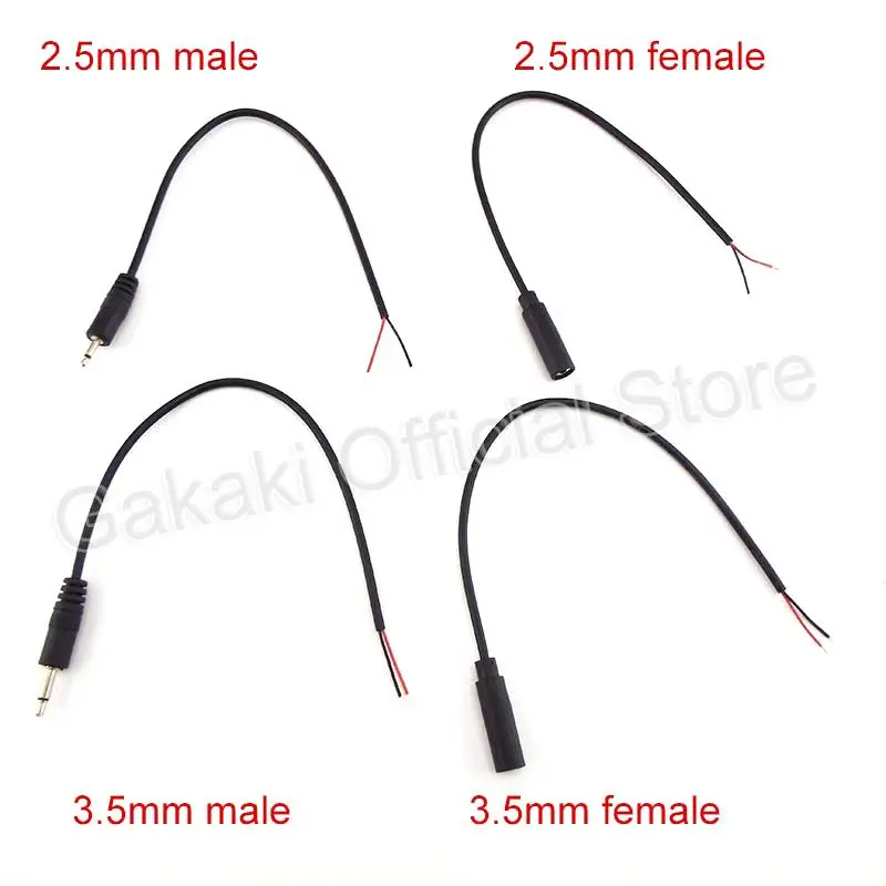 

5pcs 25CM 2pin Extension Wire 2.5mm 3.5mm Mono Connector Cable Male Female Plug DIY Audio Repair Cable Charger