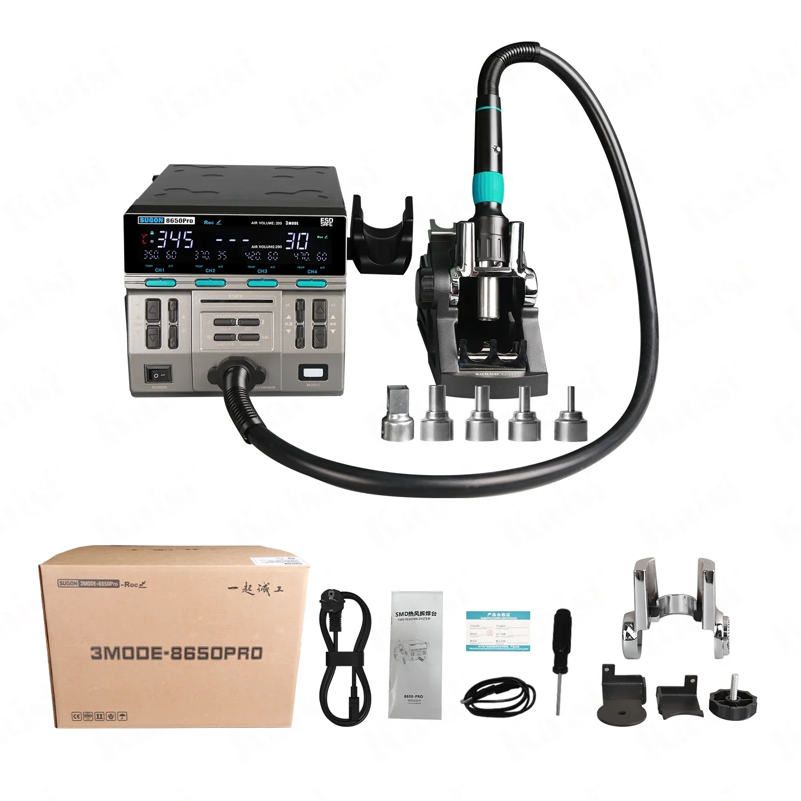 2025 Sugon 8650 Pro curved Digital Adjustable Electric Soldering Iron Desoldering Hot Air Smd Bga Rework Soldering Station