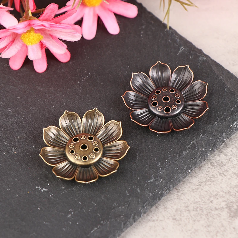 1PC Alloy Incense Burner Stick Holder Plate Buddhism Lotus Censer Bronze Nasturtium Incense Burner